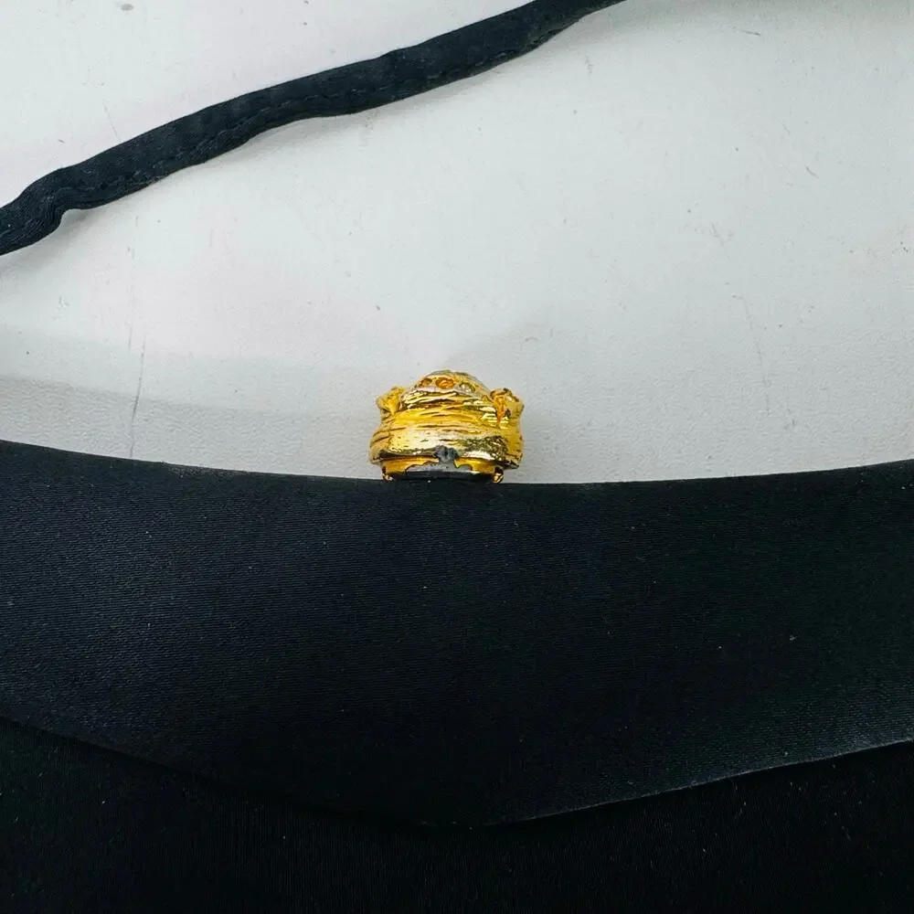Vintage Andre Clasp Clutch Handbag Purse 1960s Black Gold Rhinestone